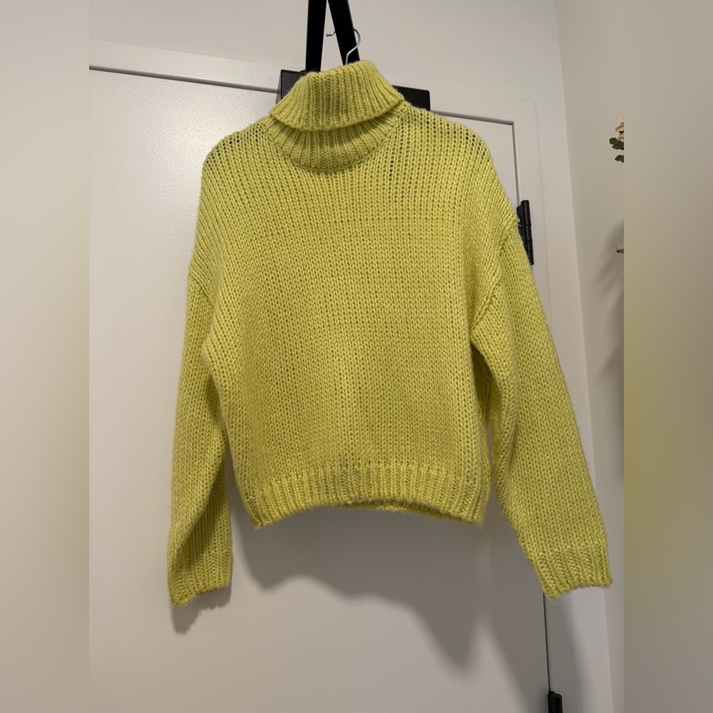 Bright Yellow Turtleneck Chunky Knit Sweate